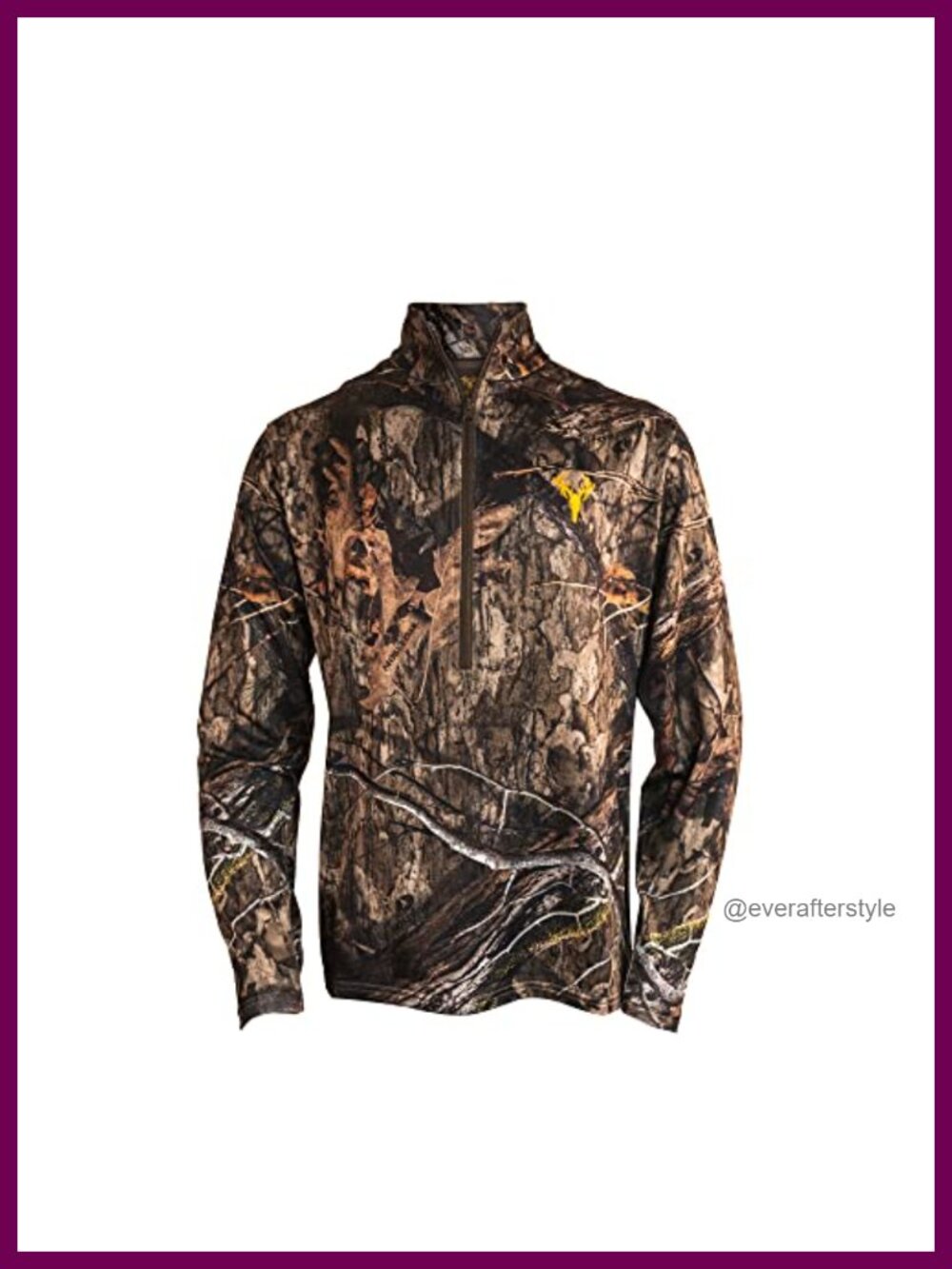 Men's Camo Quarter Zip Performance Pullover Shirt Midweight Hunting